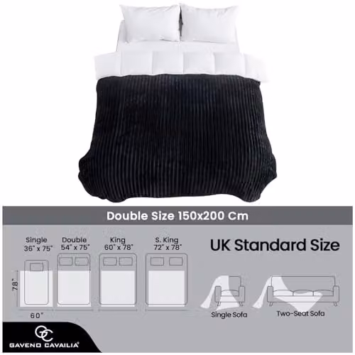 Gaveno Cavailia Black Fleece Throw Blanket, W/D/H: 150 x 200 cm – 6
