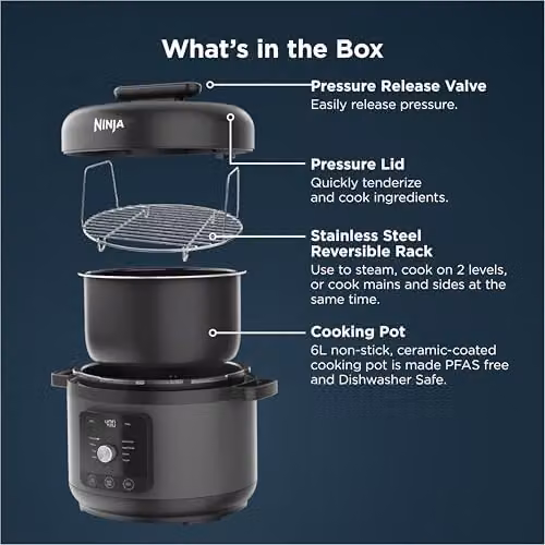 Ninja HyperHeat 9-in-1 Pressure Cooker and Slow Cooker, Black PC201UK – 6