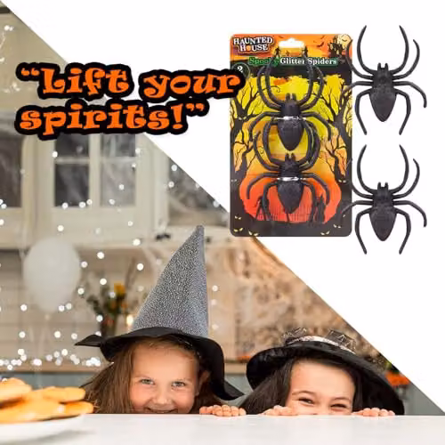 VFM e-Store Black Glitter Halloween Spider Decoration W: 14 cm, D: 10 cm, H: 2 cm – 7