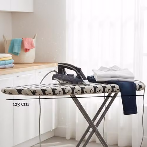 Orsina Cat Pattern Ironing Board Cover in Black, White and Grey with Cotton Fabric – 2