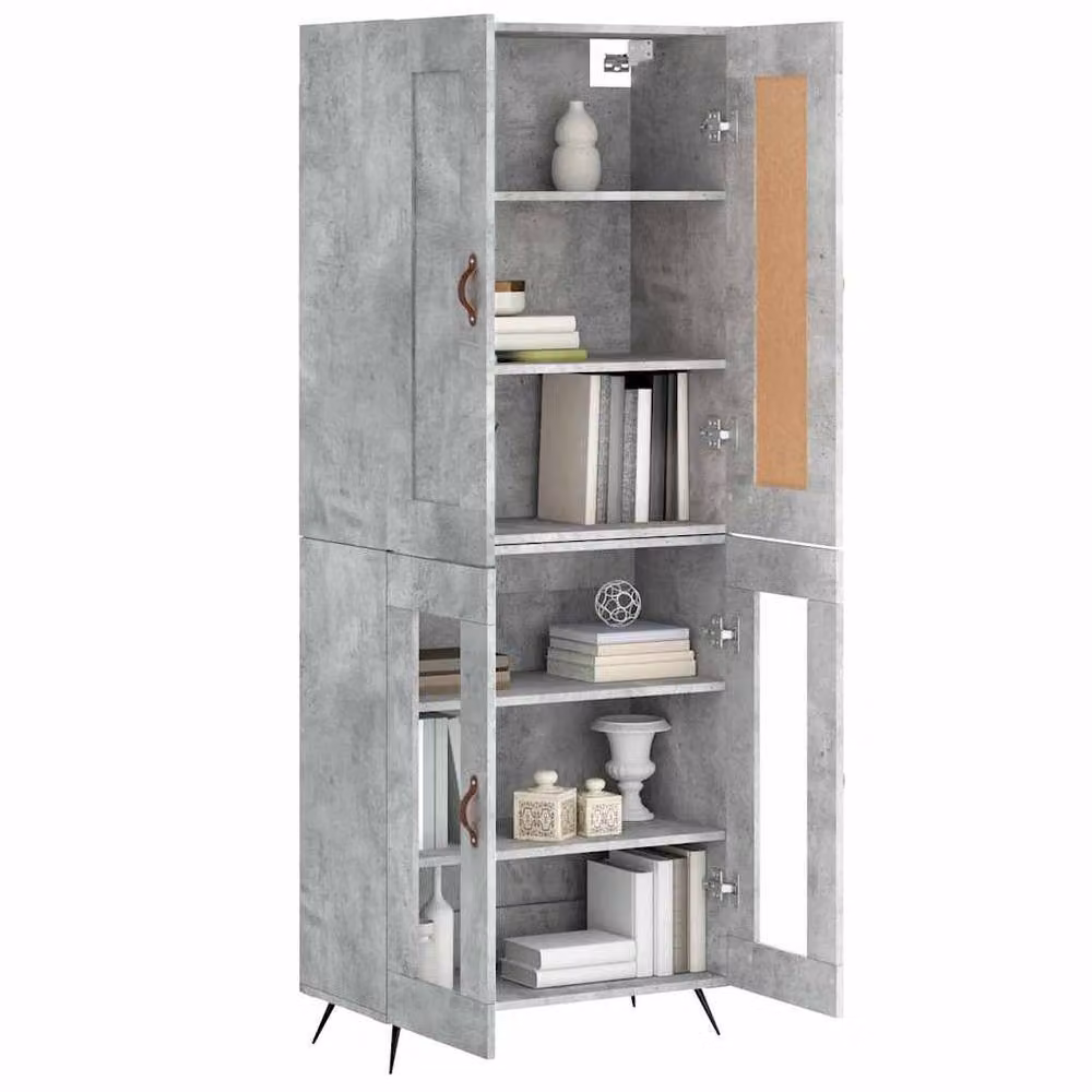 Berkfield Home Industrial Highboard in Concrete Grey, W/D/H: 69.5 x 34 x 180 cm – 2