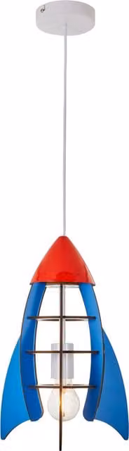 Litecraft Glow Children's Rocket Pendant Ceiling Light in Blue and Multicolour