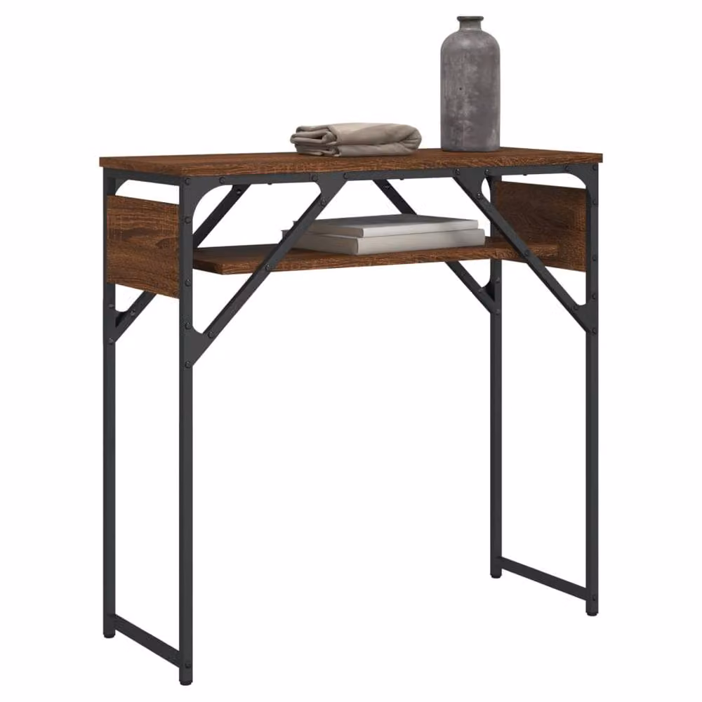Berkfield Home Console Table with Shelf, Brown Oak, W/D/H: 75 x 30 x 75 cm – 3