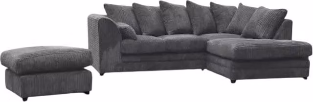 Snug Furniture Birmingham Ltd Grey Jumbo Cord Right Hand Corner Sofa with Matching Ottoman