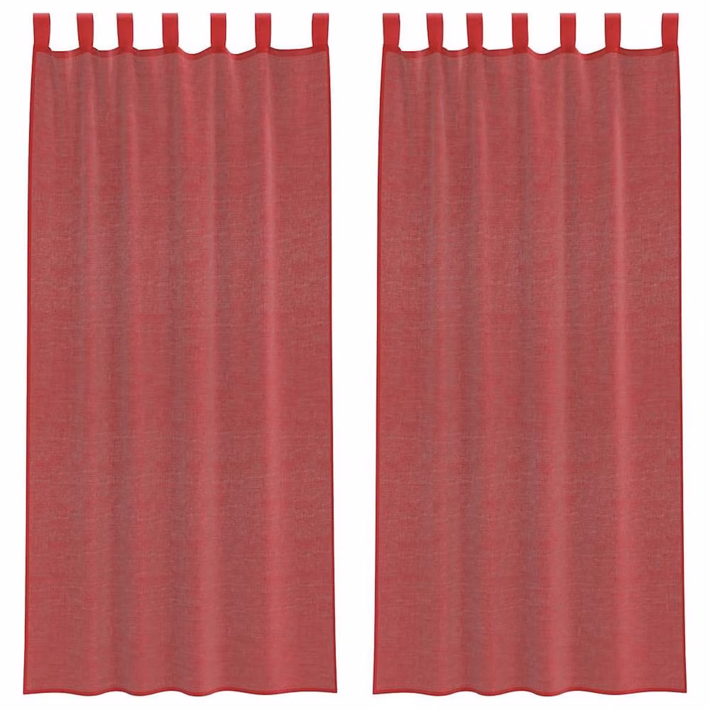 Berkfield Home Red Voile Fabric Panel Curtains with Tabs, 2 Pack, W: 140 cm, H: 245 cm – 2