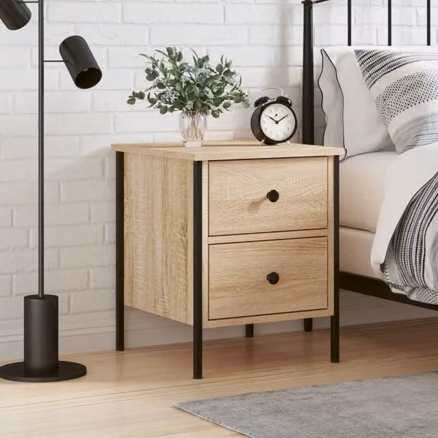 Berkfield Home Bedside Cabinet in Sonoma Oak Brown, W: 40 cm, D: 42 cm, H: 50 cm