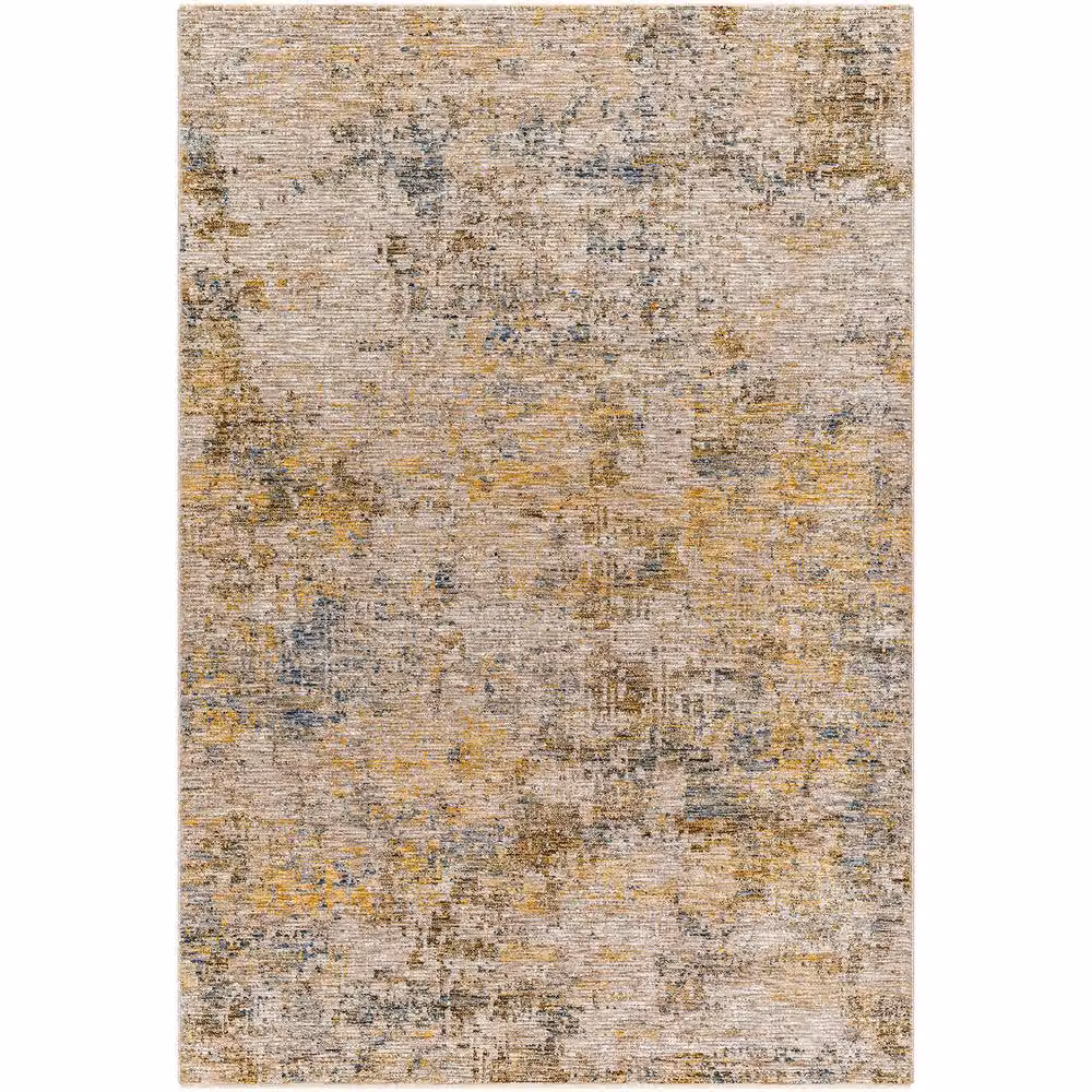 Livabliss Naila Abstract Marble Fringe Living and Dining Room Rug in Beige, Yellow and Blue, W: 200 cm, D: 290 cm – 2