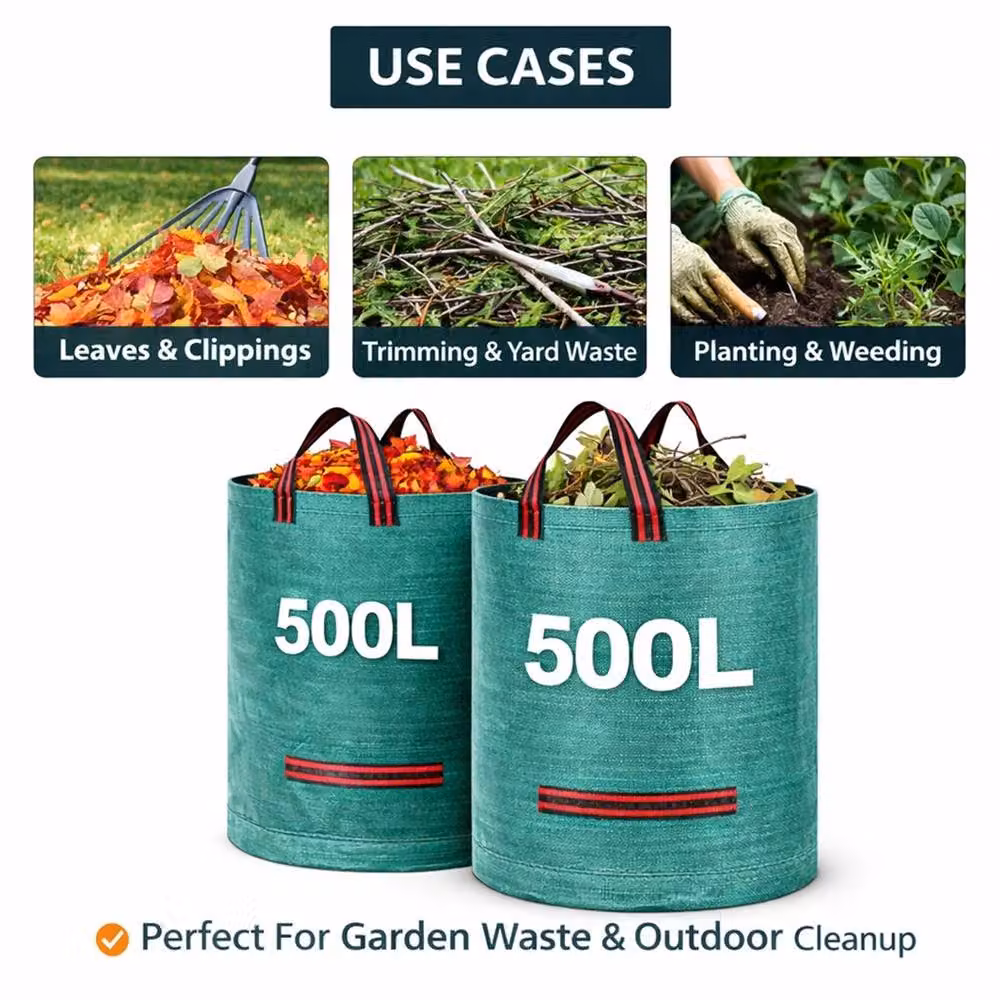 VOGREX 2x 500L Heavy Duty Garden Waste Bags in Green – 5