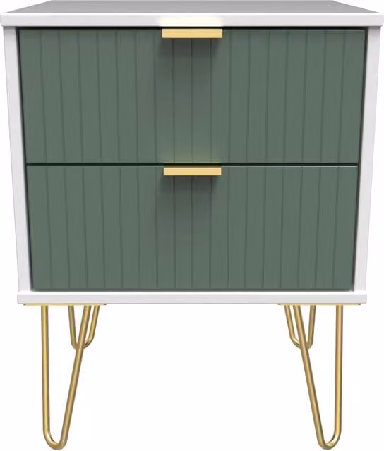 2 U Bexley 2 Drawer Bedside Cabinet in Green and Gold