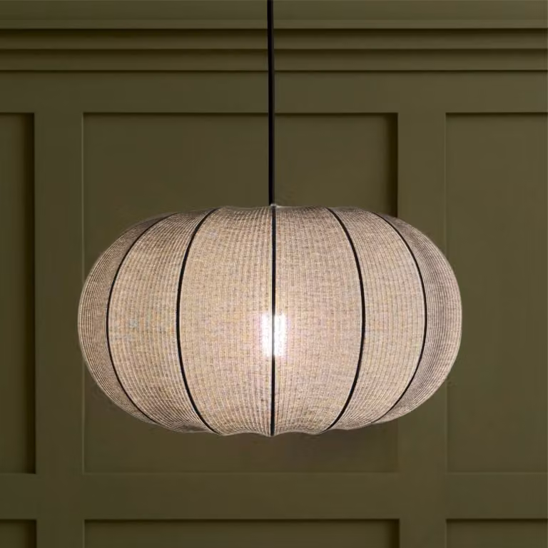 CGC Lighting Lila Grey Oval Ribbed Cotton Fabric Lampshade