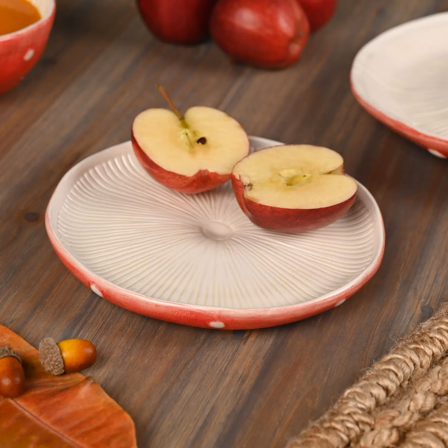 Country Living Autumn Harvest Set of 4 Multicolour Ceramic Toadstool Top Side Plates – 3