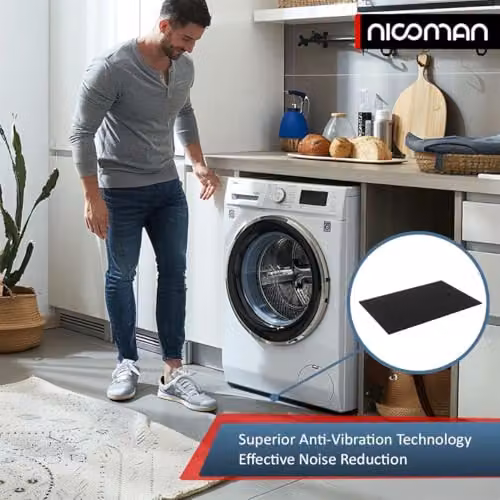 Nicoman Anti-Vibration Rubber Mat for Washing Machines and Tumble Dryers, Black, W/D/H: 60 x 60 x 0.8 cm – 5