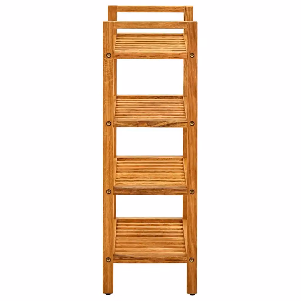 Berkfield Home 4-Shelf Solid Oak Wood Shoe Rack in Brown, W/D/H: 50 x 27 x 80 cm – 2