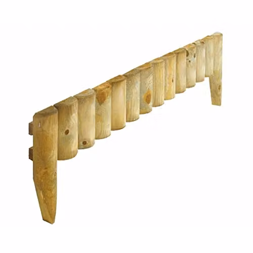 Rowlinsons 12 inch Brown Wood Border Fence Pack of 4, L102 x W3.8 x H45 cm – 1