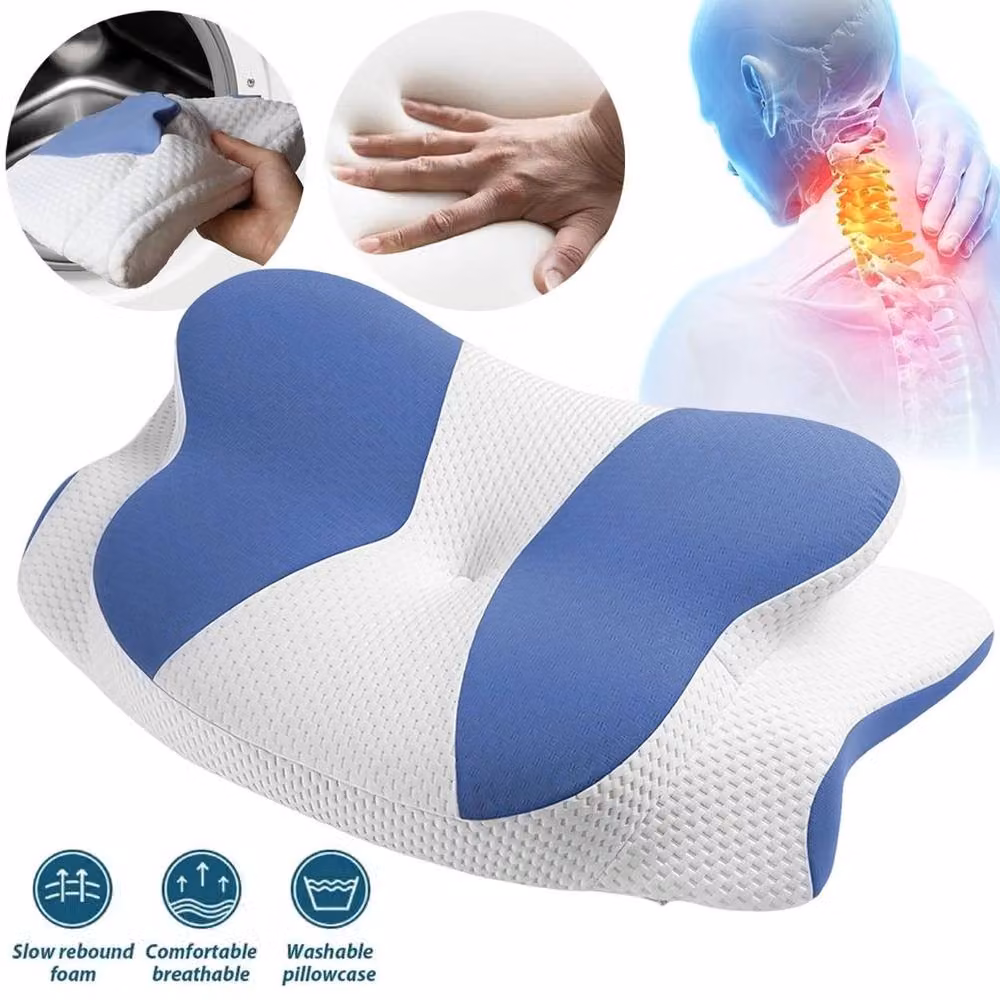SPETLEK Ergonomic Butterfly Shape Memory Foam Baby Cot Pillow in Blue – 2