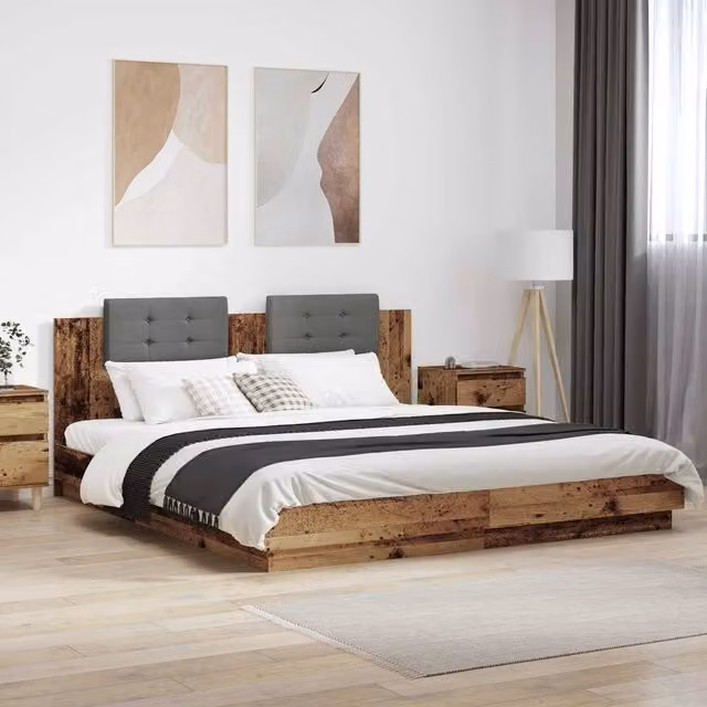 Berkfield Home Modern Bed Frame with Headboard and Lift Up Base in Brown Engineered Wood W/D/H: 180 x 200 cm – 1