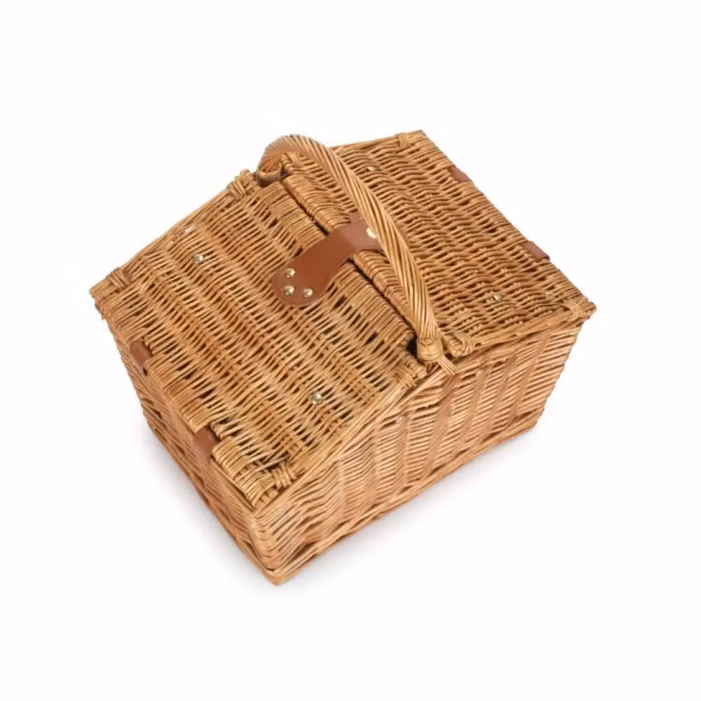 Ravenstor Slope-Sided Fitted Wicker Picnic Basket for 2 People in Blue and Red – 2
