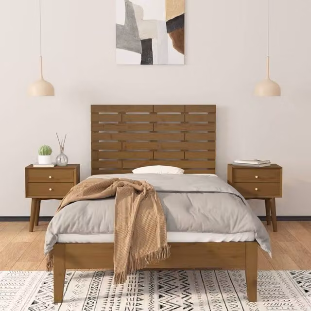 Berkfield Home Solid Wood Pine Wall Headboard in Honey Brown, W: 81 cm, D: 3 cm, H: 63 cm – 1