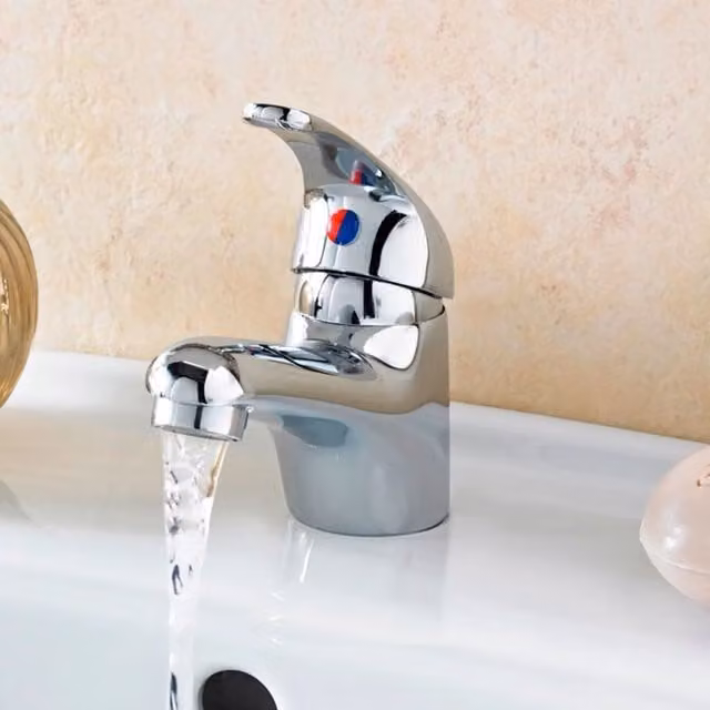 Nes Home Chrome Single Lever Basin Mono Mixer Tap with Pop Up Waste in Silver