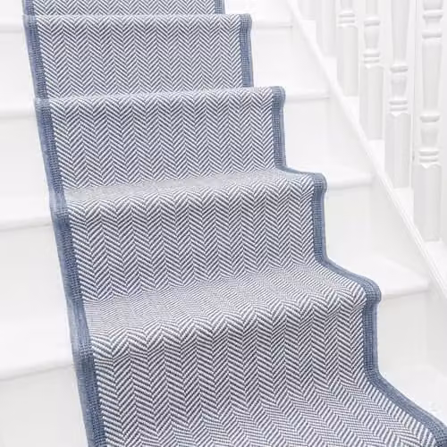 runrug Illusion Reversible Flatweave Stair Runner Rug, Blue, W: 60 cm, L: 660 cm – 1