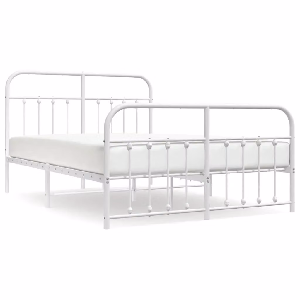 Berkfield Home Metal Bed Frame with Headboard and Footboard in White, 140 x 200 cm – 2