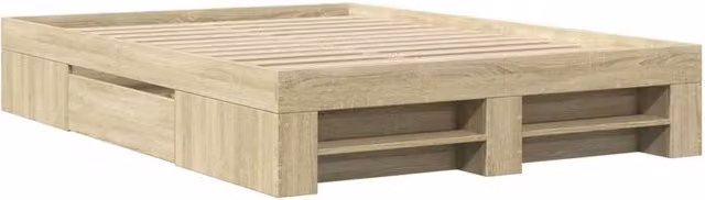 Berkfield Home Durable Small Double Bed Frame with Drawers in Sonoma Oak and Light Brown, W/D/H: 120 x 200 x 33 cm – 1