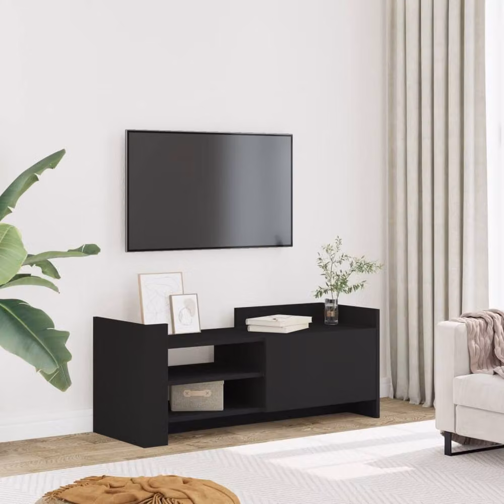 Berkfield Home Modern Black TV Cabinet in Matt MDF, W/D/H: 100 x 35 x 40 cm – 2