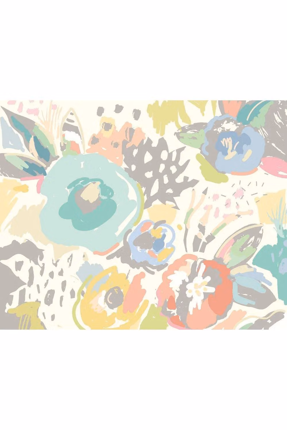 Origin Murals Abstract Floral Botanical Wall Mural in Blue, W: 300 cm, H: 240 cm – 2