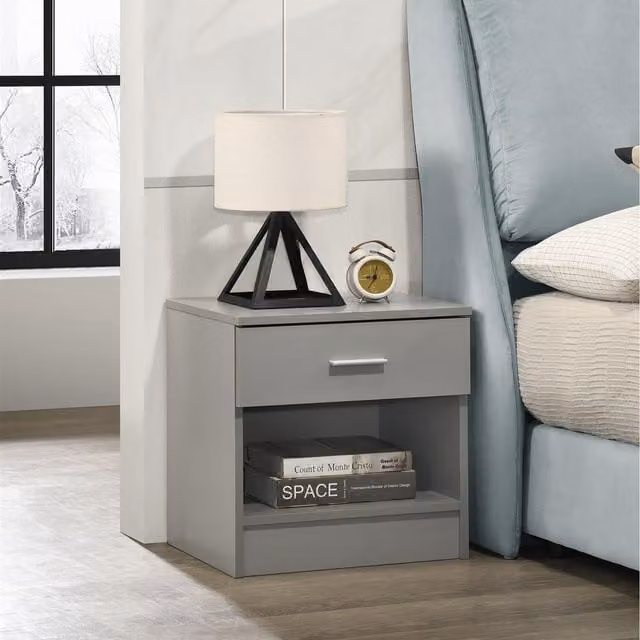 Timber Art Design UK Rio Costa Bedside Cabinet with 1 Drawer in Light Grey