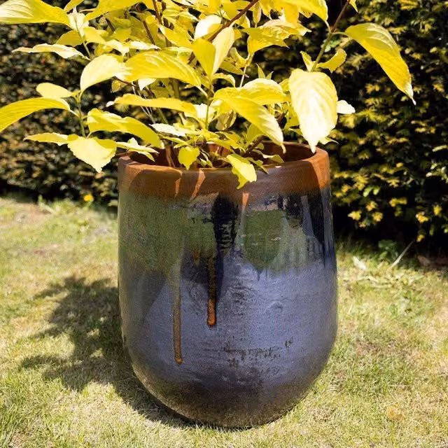Primrose Terracotta Round Planter in Grey and Blue, Height: 42 cm – 4