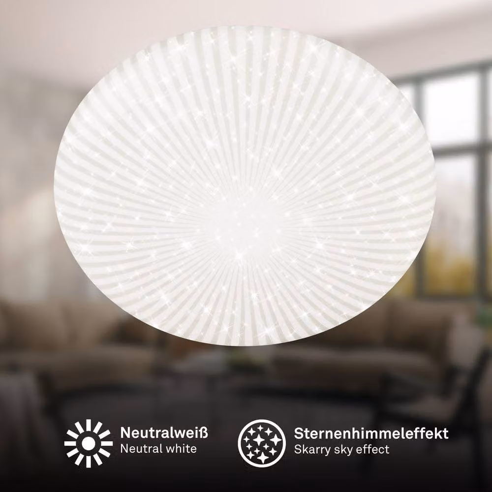 Briloner Round LED Ceiling Light with Starry Sky Effect, White, Diameter: 38 cm, 20W, 2400lm – 2