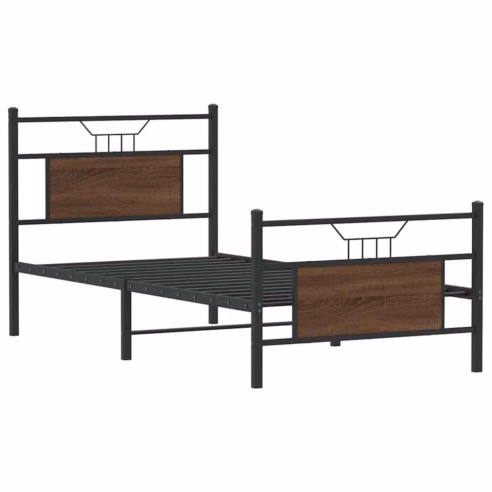 Berkfield Home Single Bed Frame in Brown Oak, W/D/H: 90 x 190 cm – 2