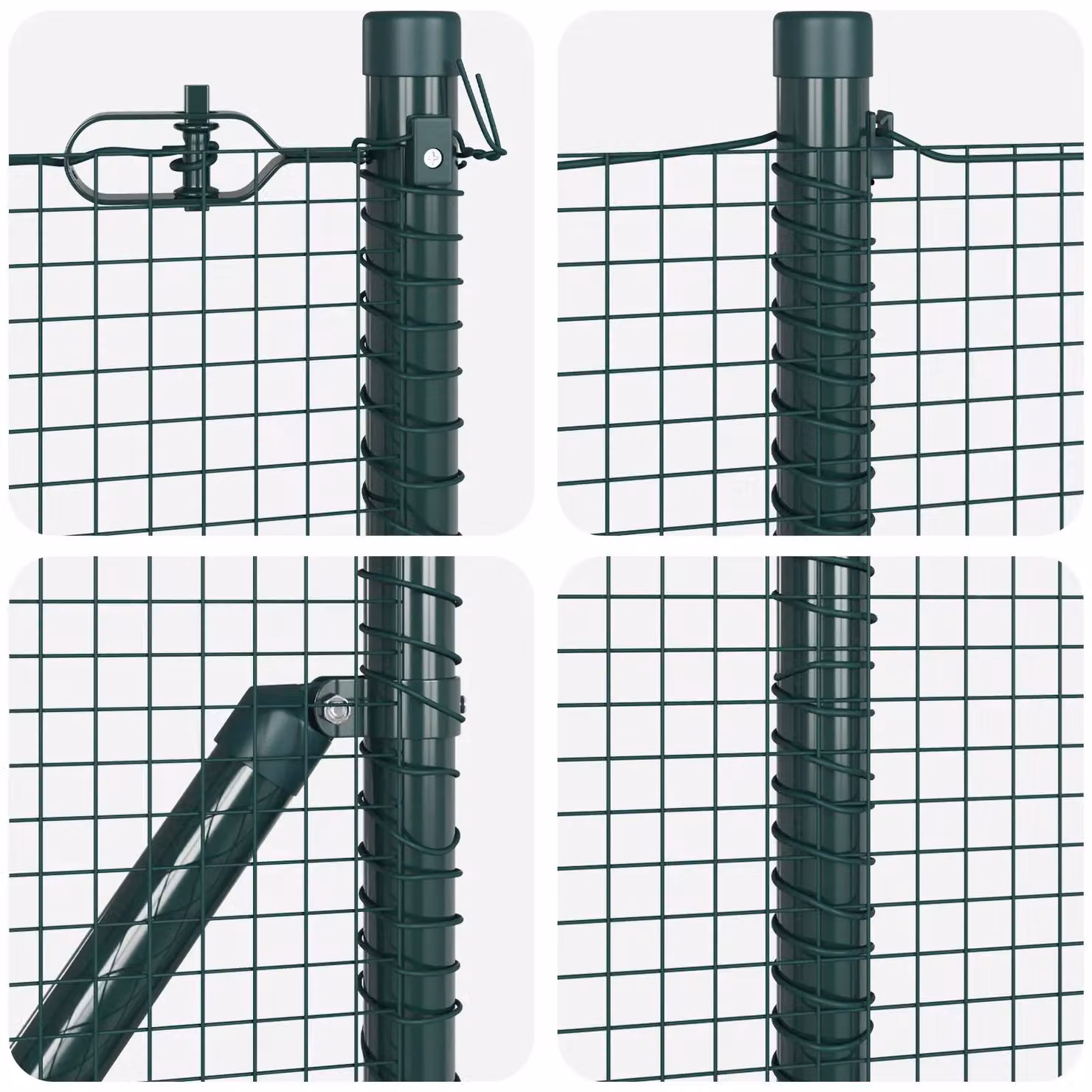 Berkfield Home Green Steel Welded Wire Fence with 13 Flanged Posts, 100 m – 3