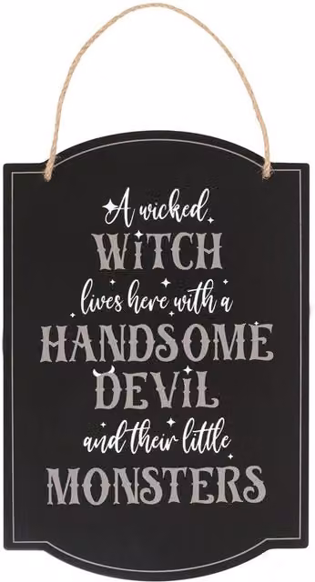 Kingsbury Gifts Wicked Witch Family Halloween Hanging Wood Sign in Black