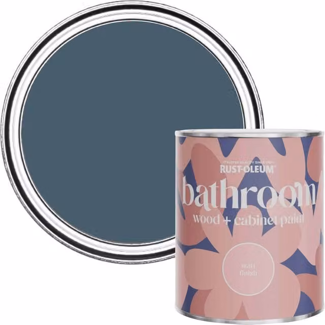 Rust-Oleum Moisture Resistant Bathroom Wood and Cabinet Paint in Matt Finish, Blue, 0.75 l