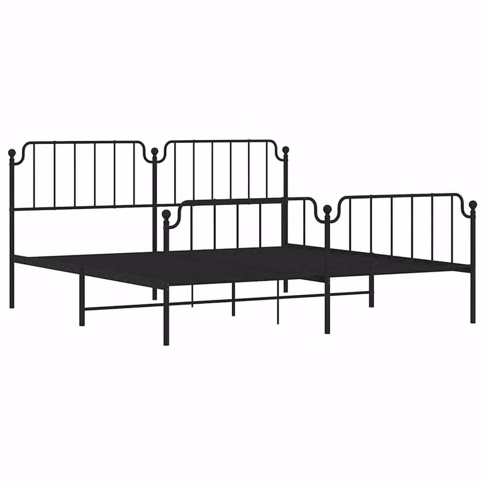 Berkfield Home Metal Bed Frame with Headboard and Footboard in Black, W/D/H: 193 x 203 cm