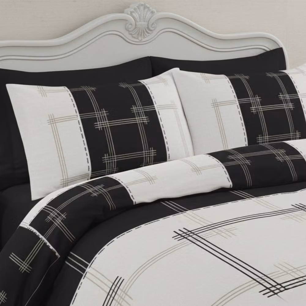 Snug City Vintage Style Patchwork Duvet Cover Set with Matching Pillowcases, Black, 200 x 200 cm – 2