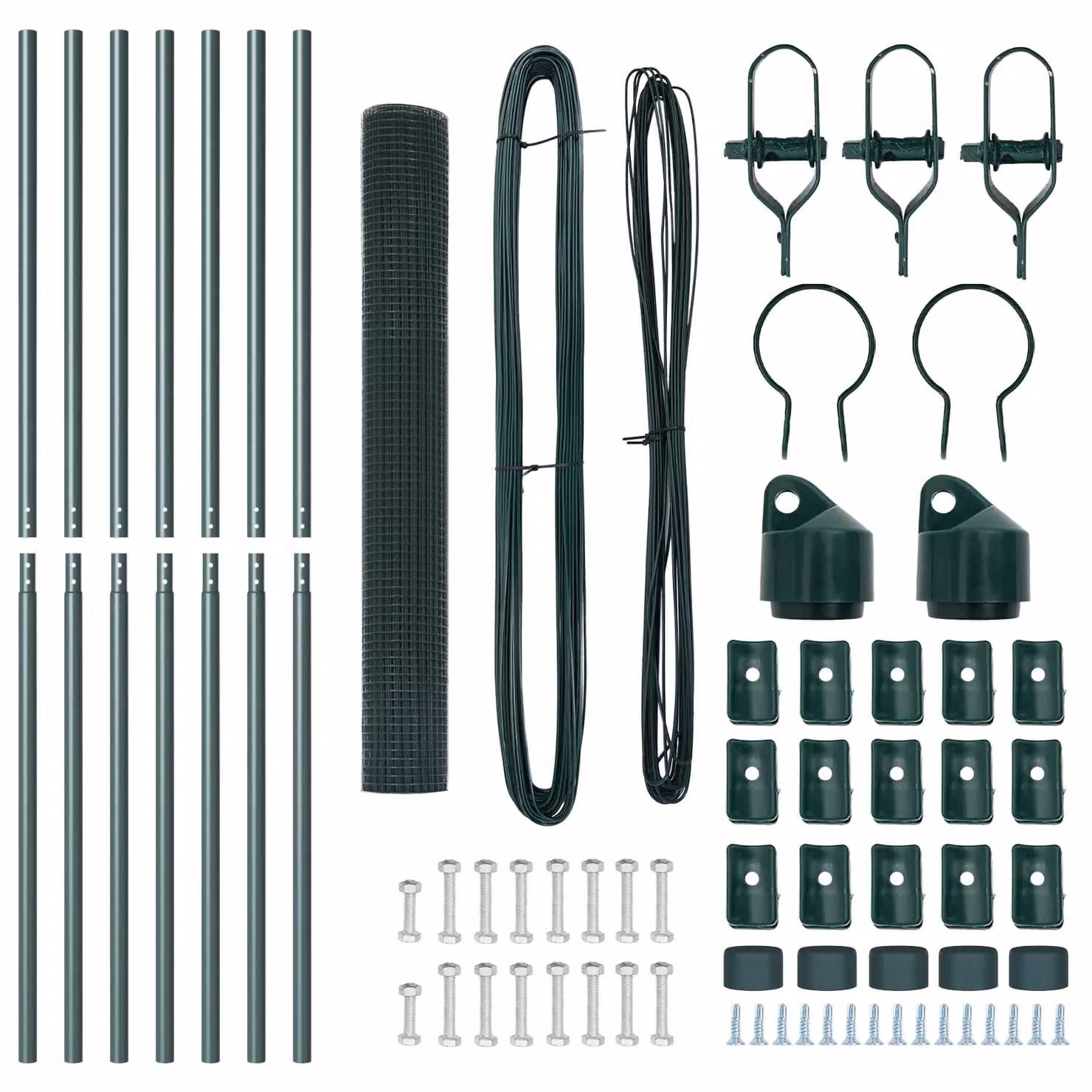 Berkfield Home Green Powder-Coated Steel Welded Wire Fence with 7 Posts, W: 10 m, H: 1.4 m – 4