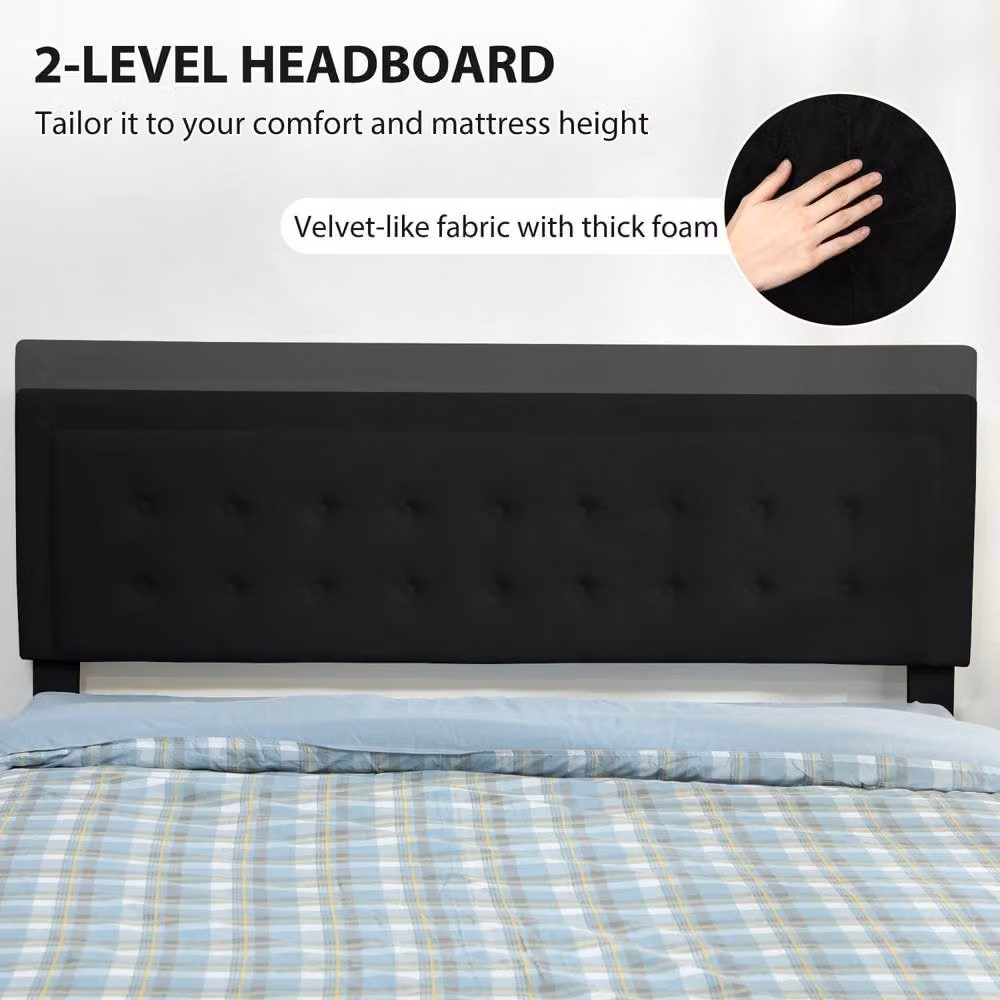 Wyld Haus Banado King Ottoman Bed Frame in Black Velvet with Gas Lift Storage and Front Divan Drawers, H: 104 cm x W: 180 cm x D: 203.5 cm – 6