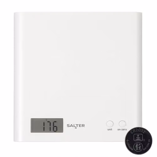 Salter Digital Kitchen Scale with LCD Display and Add and Weigh Function, White