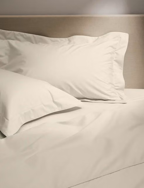 M&S 2 Pack Egyptian Cotton 230 Thread Count Percale Oxford Pillowcases in Beige