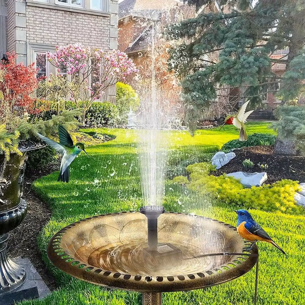 NESTLUNE Solar Powered Water Pump Fountain in Black, 380L/h, 5W, W/D/H: 100 x 60 x 60 cm – 2
