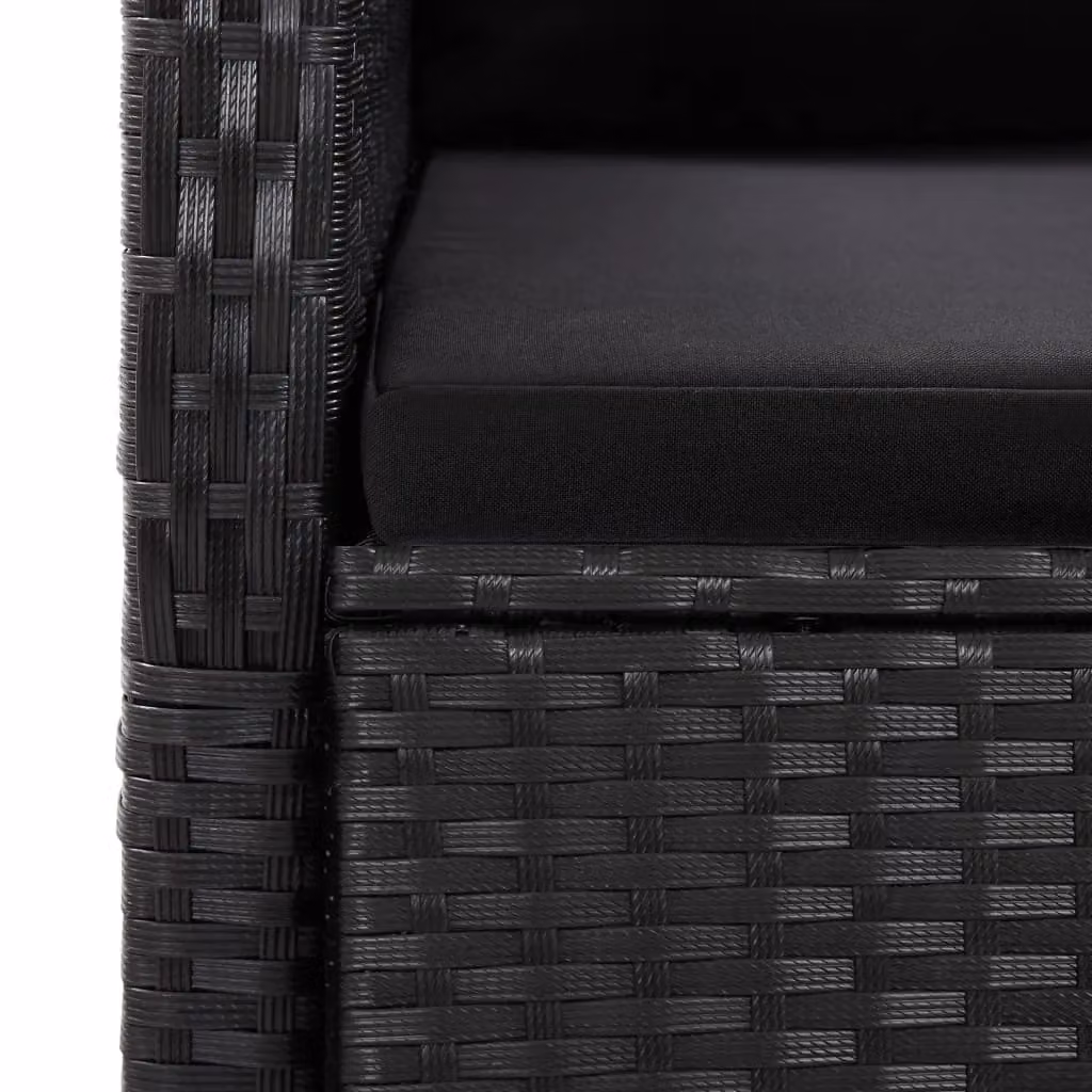 Berkfield Home 9 Piece Garden Dining Set with Cushions in Black Poly Rattan and Glass – 3