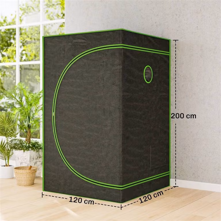 Nordara Black Reflective Mylar Hydroponic Grow Tent for Indoor Plants W/D/H: 120 x 120 x 200 cm