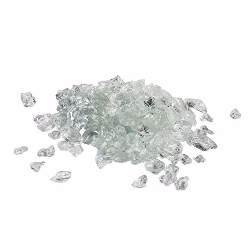Teamson Home Clear and Yellow Tempered Glass Lava Rocks for Outdoor Gas Fire Pits, 4 kg – 4