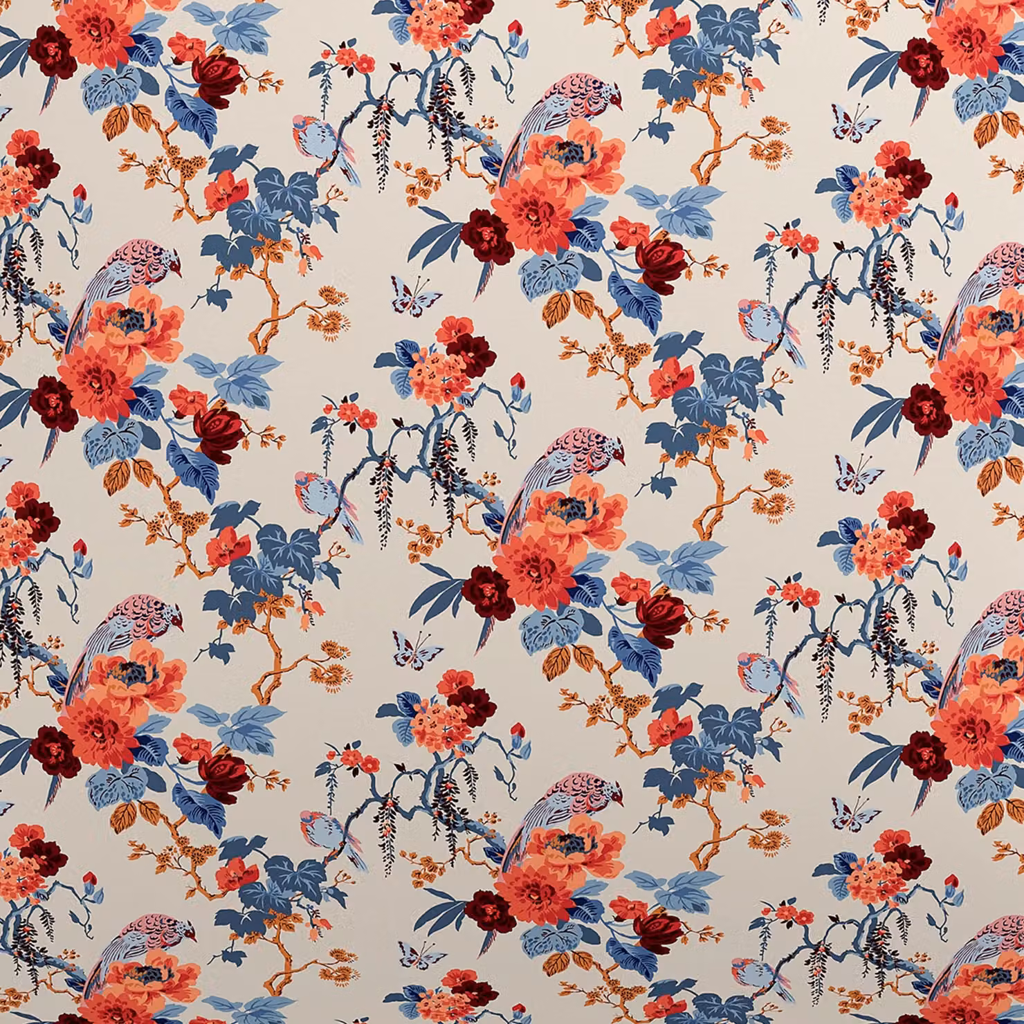 V & A Chinoiserie Charm Cotton Throw in Red, W: 170 cm, H: 200 cm – 3