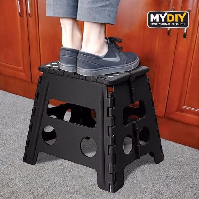 Kelvenix Multi-Purpose Heavy Duty Folding Step Stool with Handle, Black, 150kg Capacity – 1