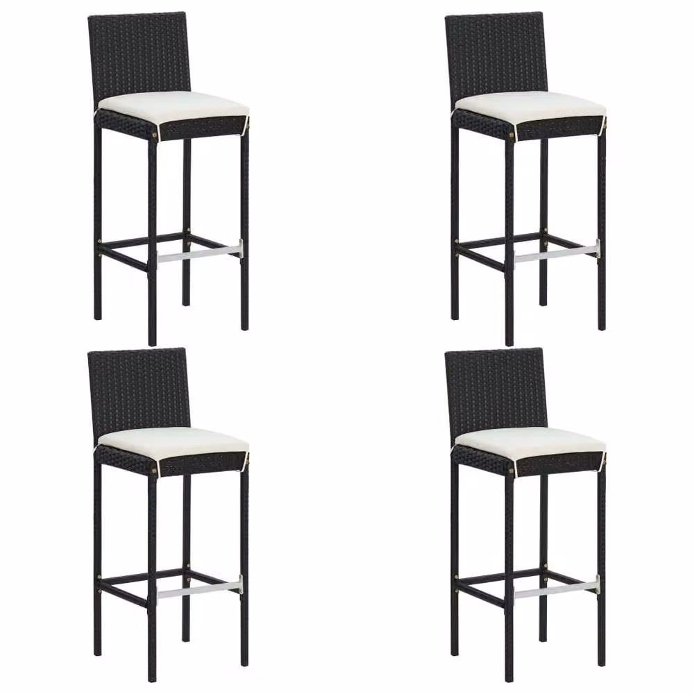 Berkfield Home 5 Piece Poly Rattan Garden Bar Set with Cushions, Black, H 106.0 cm x W 75.5 cm x D 44.0 cm – 2