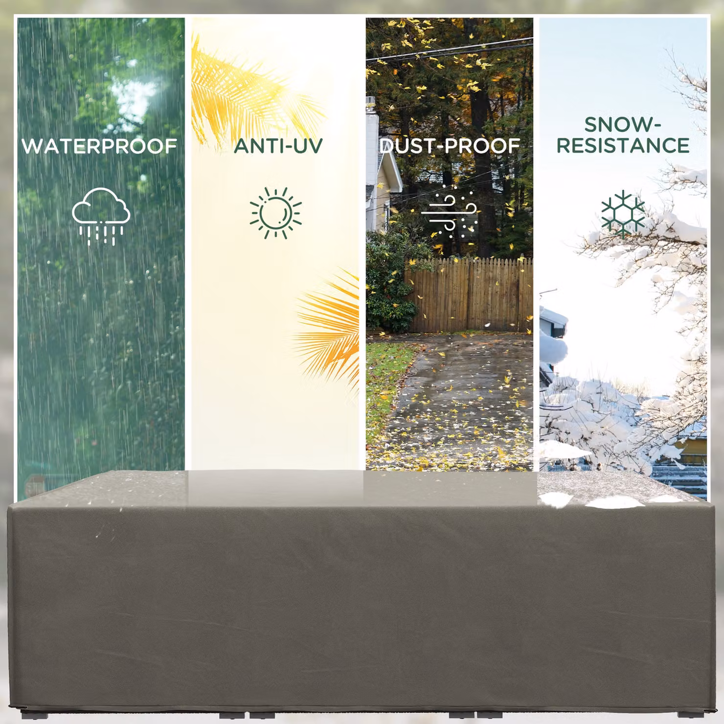 Outsunny Grey Waterproof Rectangular Patio Furniture Cover for Tables and Chairs, W/D/H: 222 x 155 x 67 cm – 4