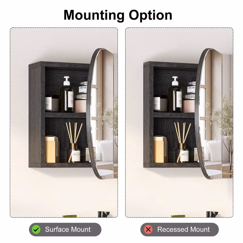 KEEPREAPER Sleek Black Bathroom Mirror Cabinet with Butterfly Doors and Internal Shelves, W: 40 cm, H: 66 cm – 5